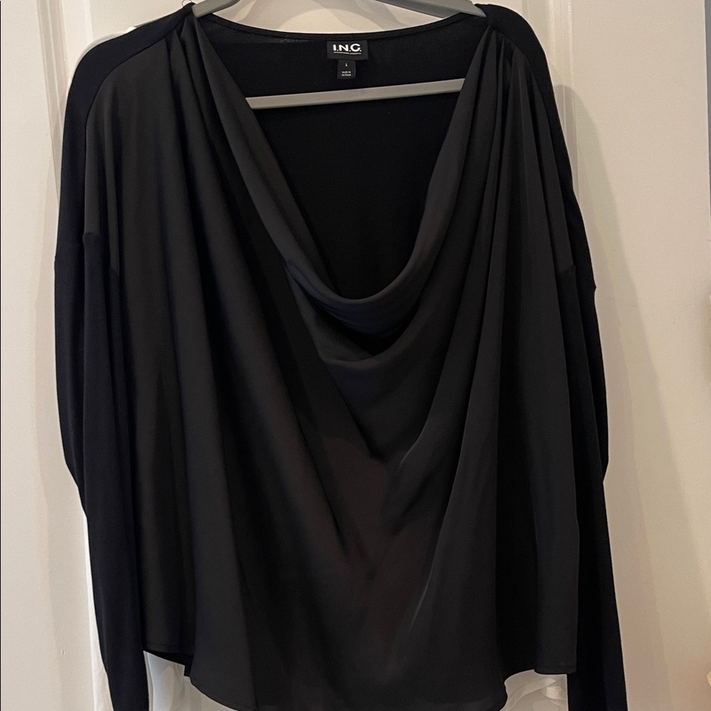 INC International Concepts Charcoal Draped Top